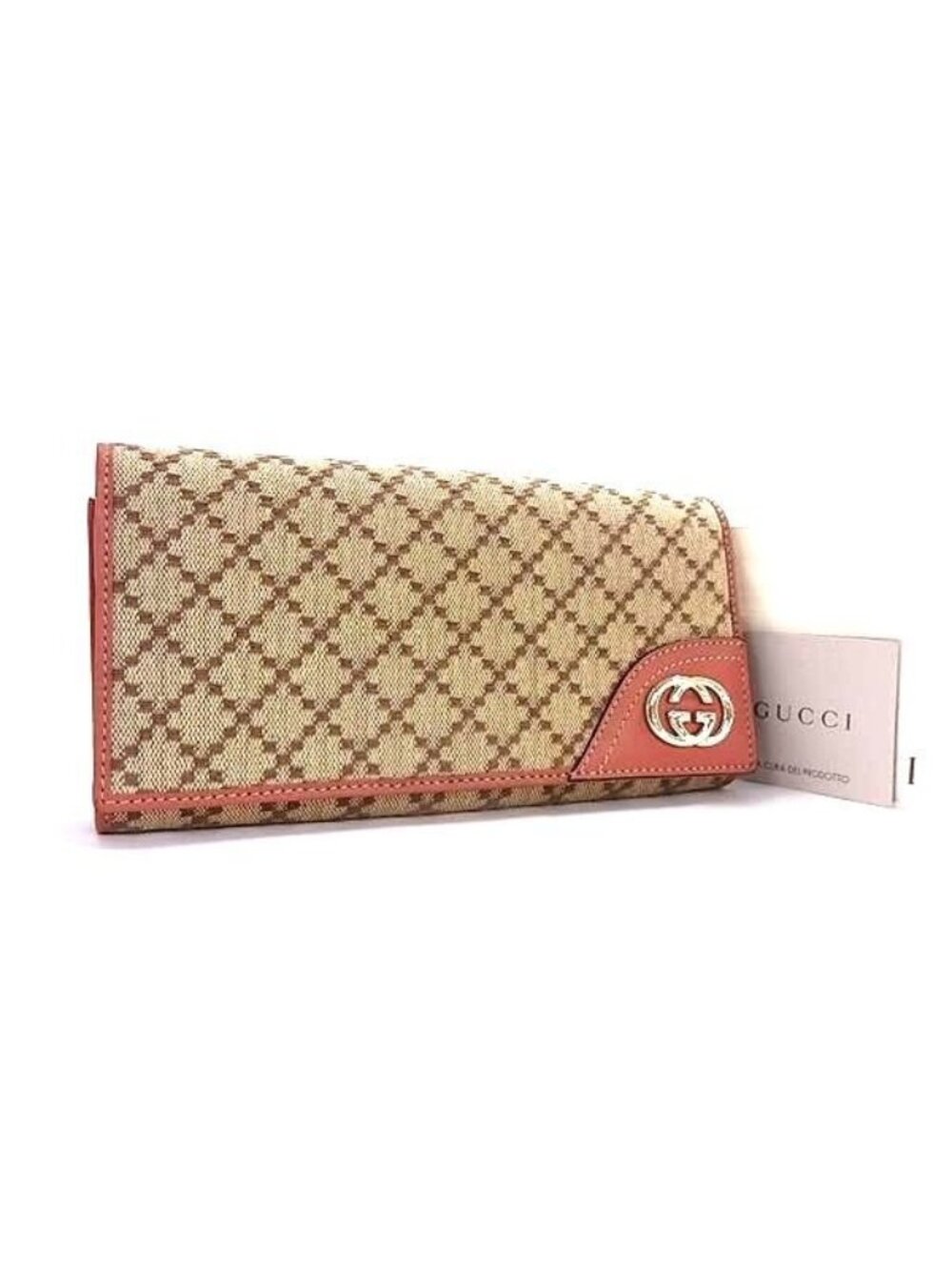 Gucci New Diamante Interlocking Canvas Bifold Wallet Brown